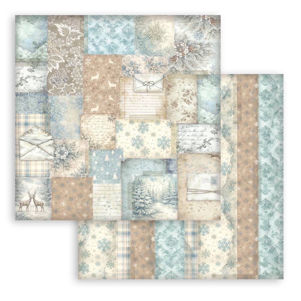 Scrapbooking Printed Pad For Art And Craft 10 Sheets cm 30.5x30.5 (12"x12") Backgrounds - White Christmas