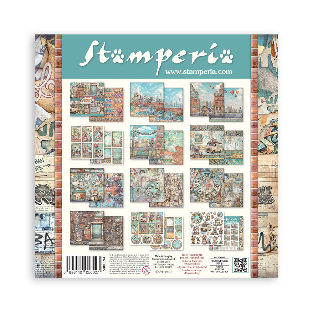 12”x12” (30.5x30.5 cm) Paper Pad 10 Double Sided Printed Sheets - Furry Friends 2