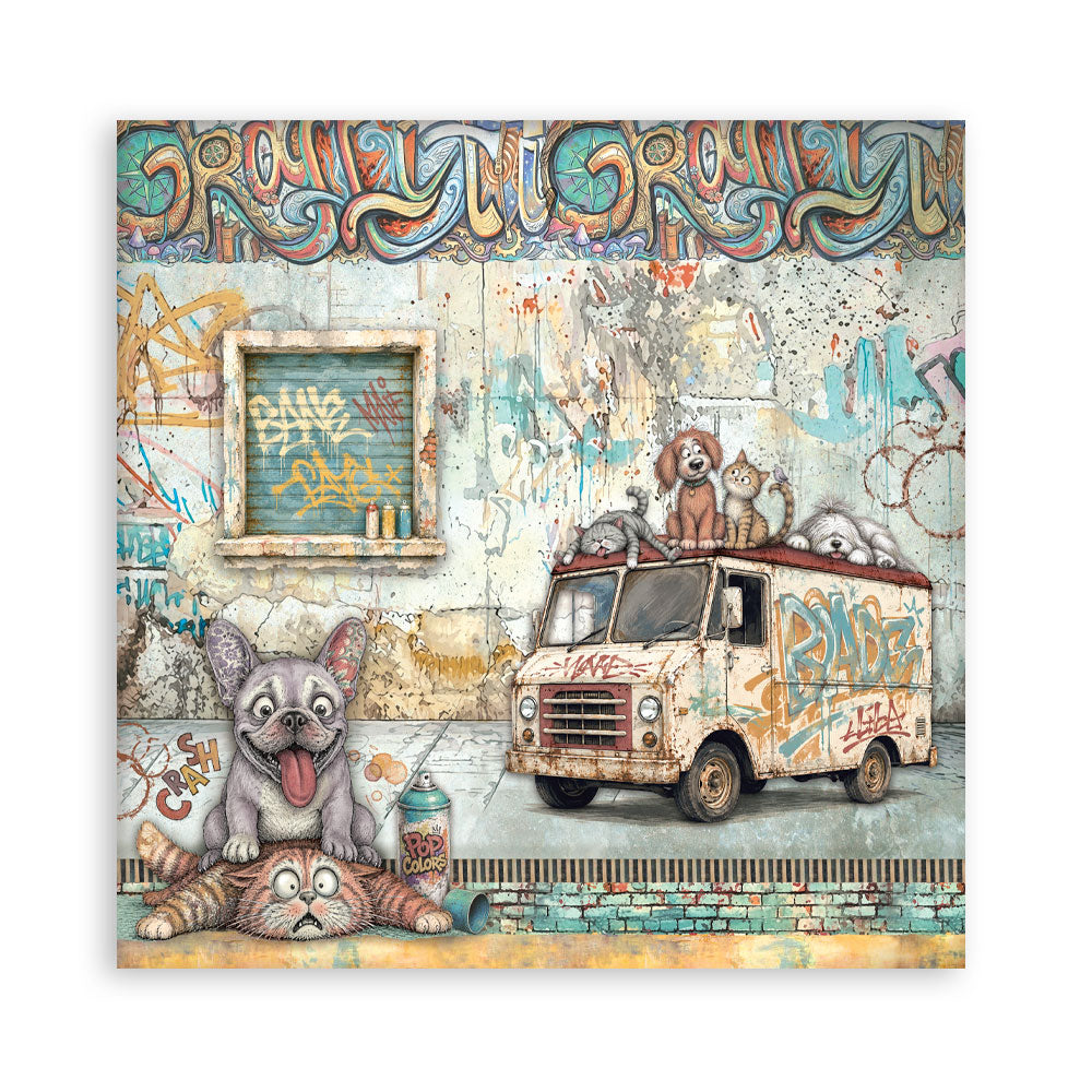 12”x12” (30.5x30.5 cm) Paper Pad 10 Double Sided Printed Sheets - Furry Friends 2