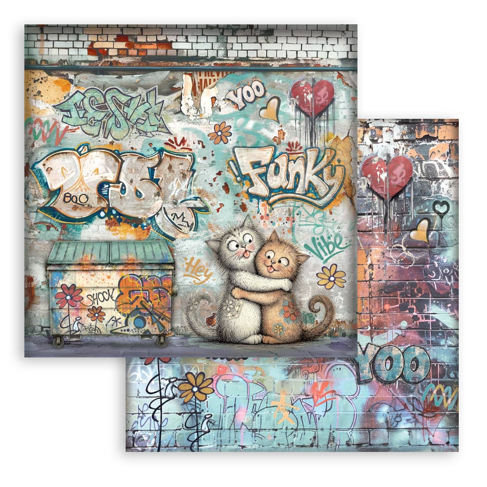 12”x12” (30.5x30.5 cm) Paper Pad 10 Double Sided Printed Sheets - Furry Friends 2