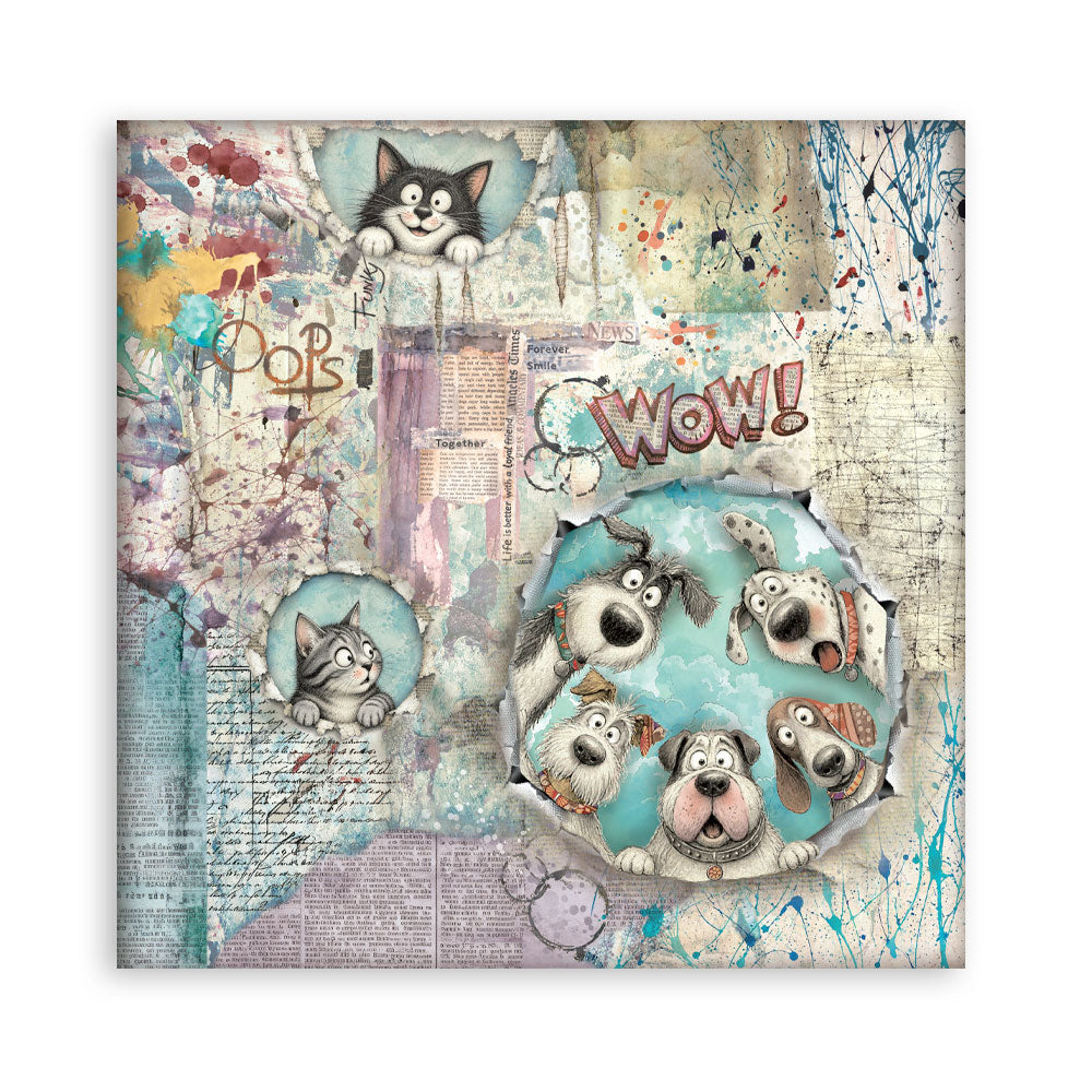 12”x12” (30.5x30.5 cm) Paper Pad 10 Double Sided Printed Sheets - Furry Friends 2