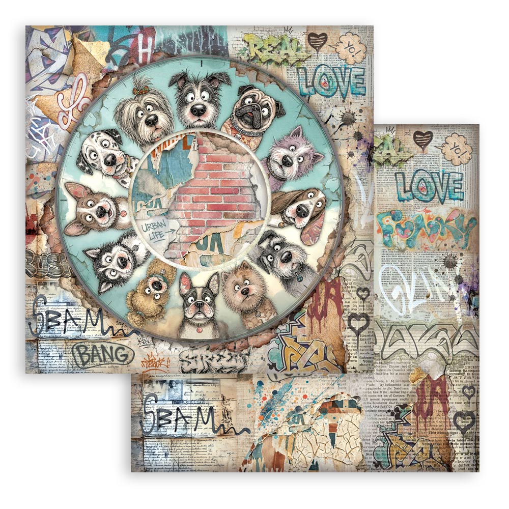 12”x12” (30.5x30.5 cm) Paper Pad 10 Double Sided Printed Sheets - Furry Friends 2