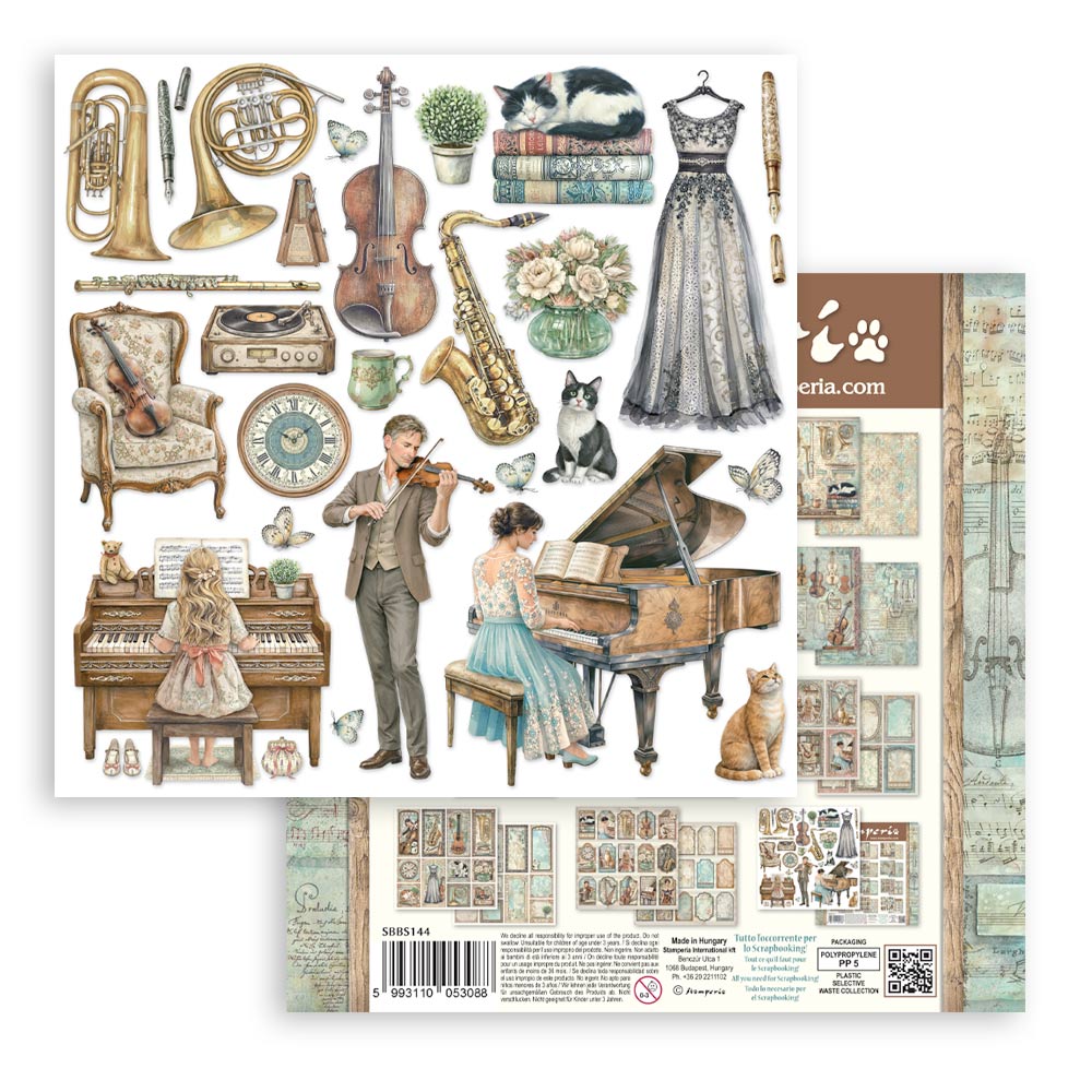 Scrapbooking Printed Pad For Art And Craft 10 Sheets cm 20.3x20.3 (8"x8") - Symphony