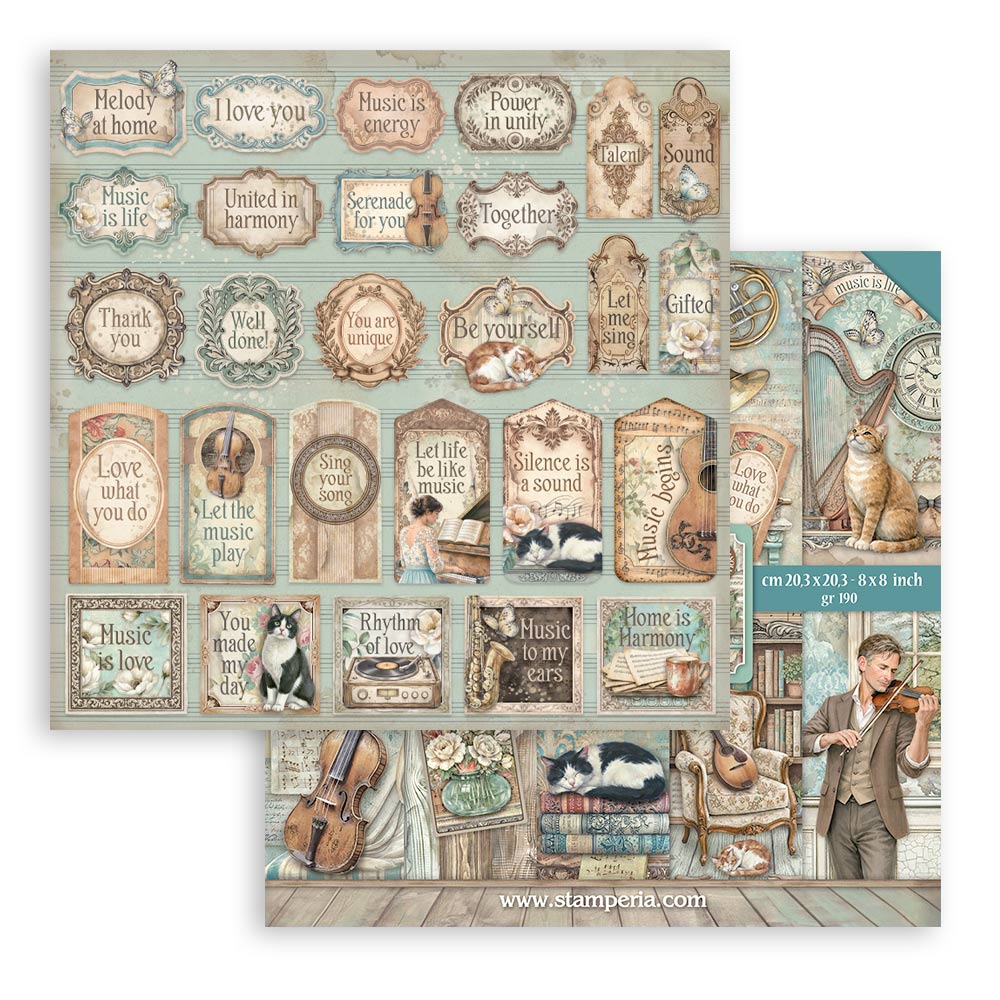 Scrapbooking Printed Pad For Art And Craft 10 Sheets cm 20.3x20.3 (8"x8") - Symphony