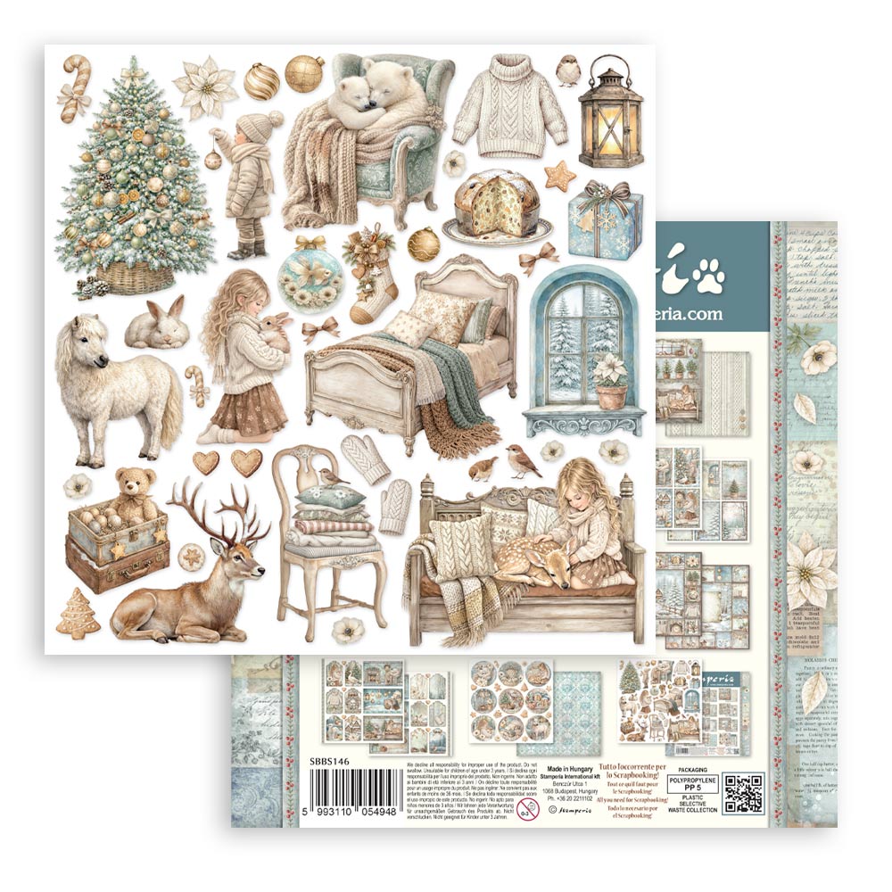 Scrapbooking Printed Pad For Art And Craft 10 Sheets cm 20.3x20.3 (8"x8") - White Christmas
