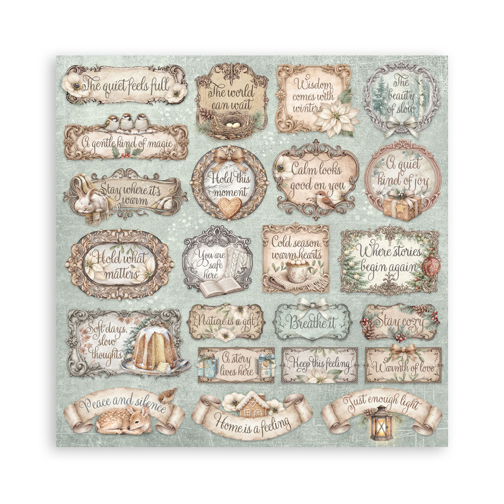 Scrapbooking Printed Pad For Art And Craft 10 Sheets cm 20.3x20.3 (8"x8") - White Christmas