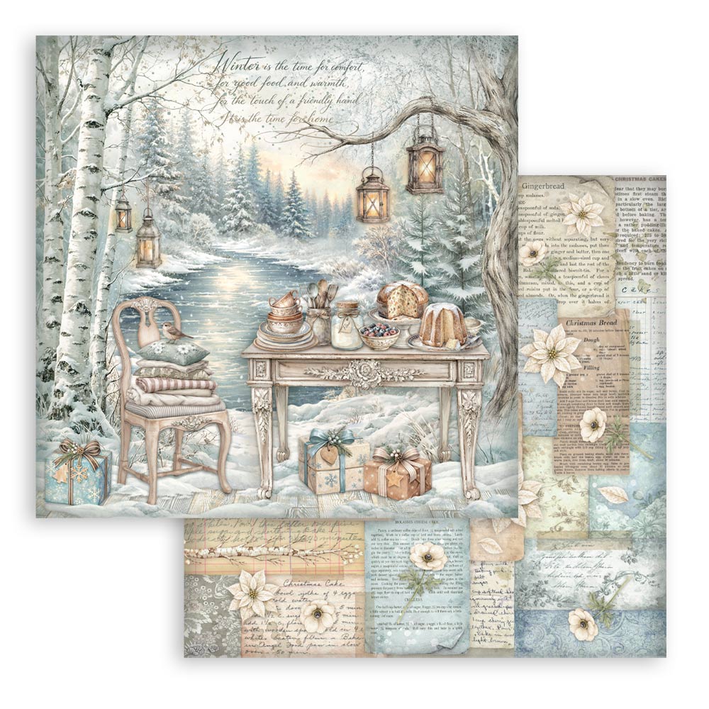 Scrapbooking Printed Pad For Art And Craft 10 Sheets cm 20.3x20.3 (8"x8") - White Christmas