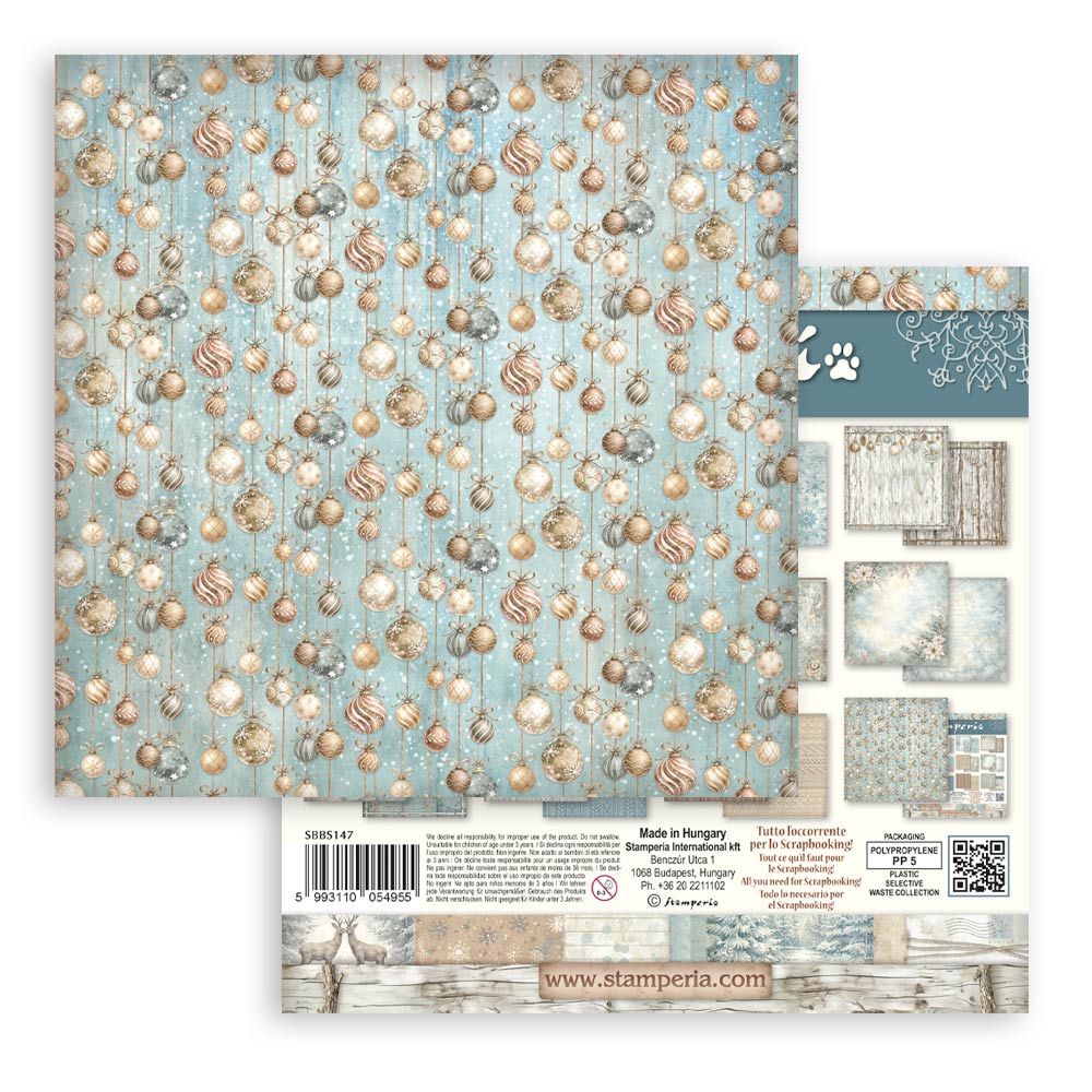 Scrapbooking Printed Pad For Art And Craft 10 Sheets cm 20.3x20.3 (8"x8") Backgrounds - White Christmas