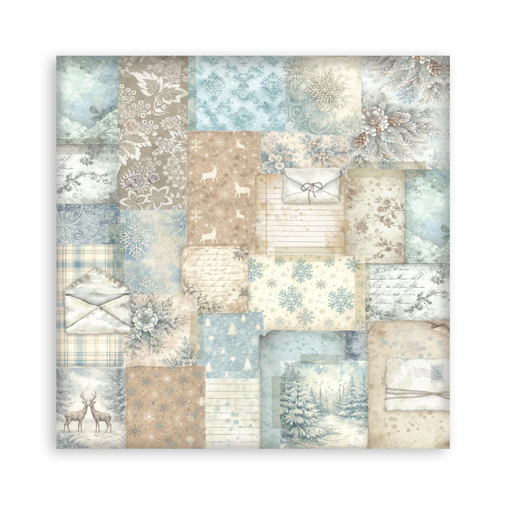 Scrapbooking Printed Pad For Art And Craft 10 Sheets cm 20.3x20.3 (8"x8") Backgrounds - White Christmas