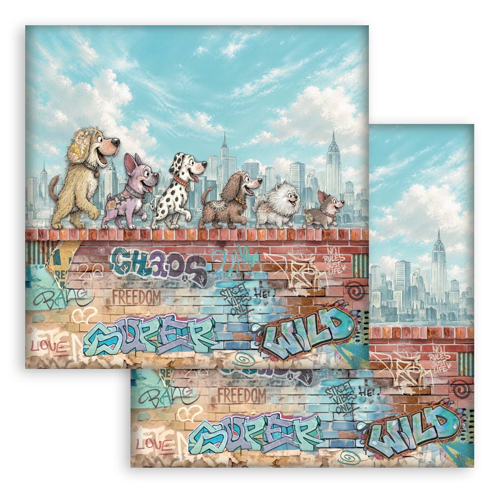 8”x8” (20.3x20.3 cm) Paper Pad 10 Double Sided Printed Sheets - Furry Friends 2