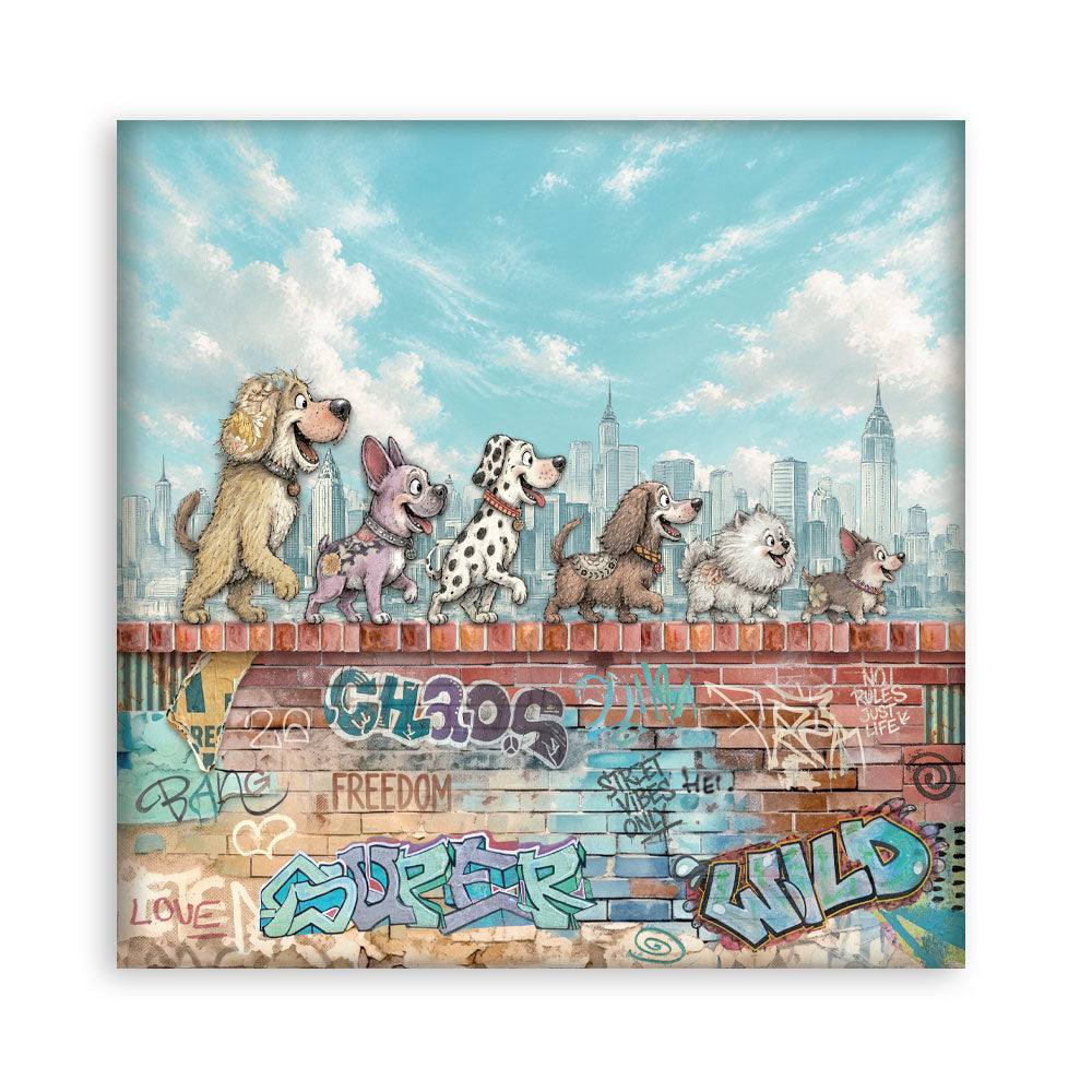 8”x8” (20.3x20.3 cm) Paper Pad 10 Double Sided Printed Sheets - Furry Friends 2