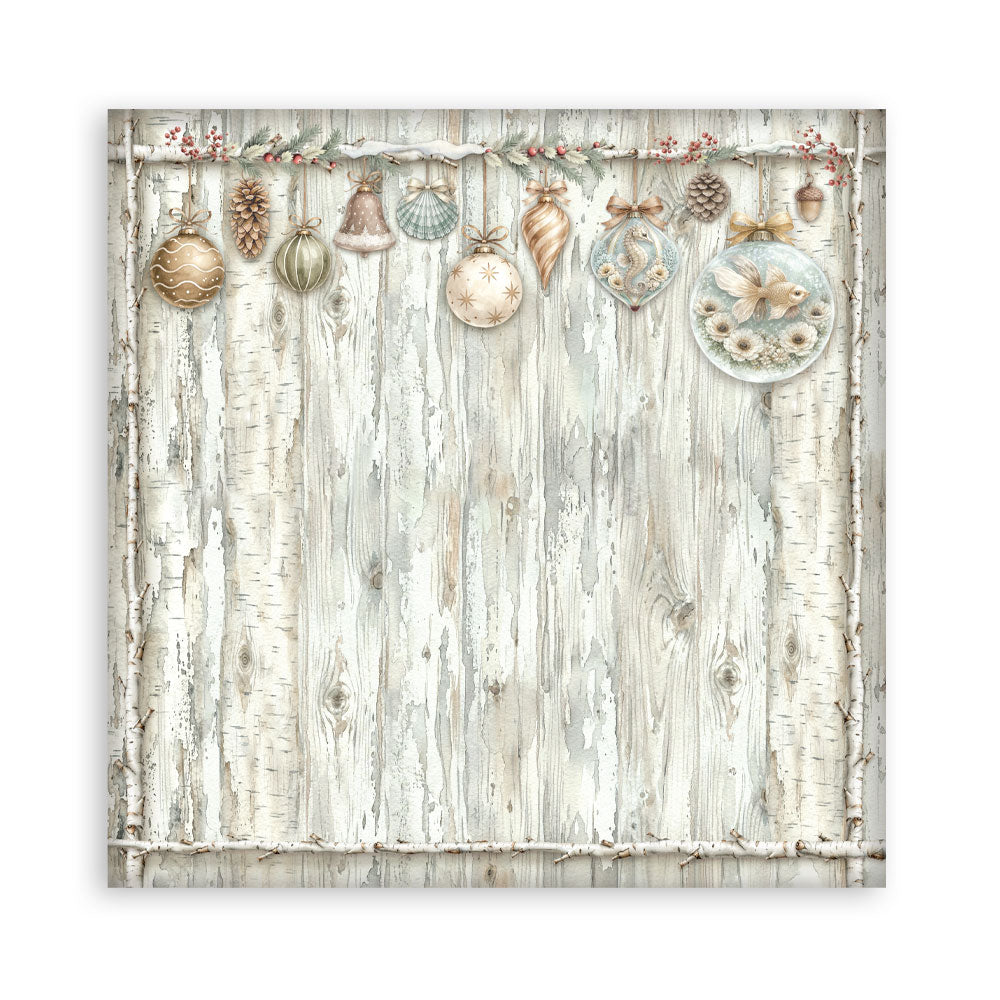 Scrapbooking Printed Pad For Art And Craft 22 Sheets cm 20.3x20.3 (8"x8") Single Face White Christmas