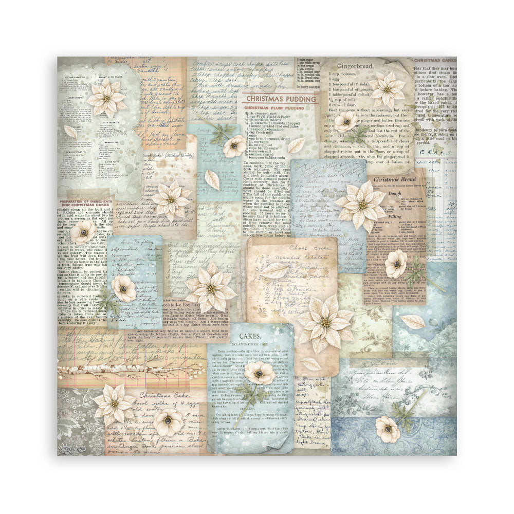 Scrapbooking Printed Pad For Art And Craft 22 Sheets cm 20.3x20.3 (8"x8") Single Face White Christmas