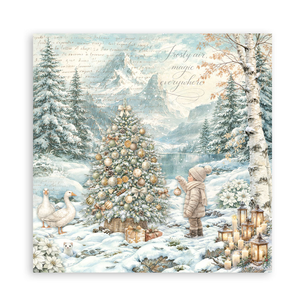Scrapbooking Printed Pad For Art And Craft 22 Sheets cm 20.3x20.3 (8"x8") Single Face White Christmas