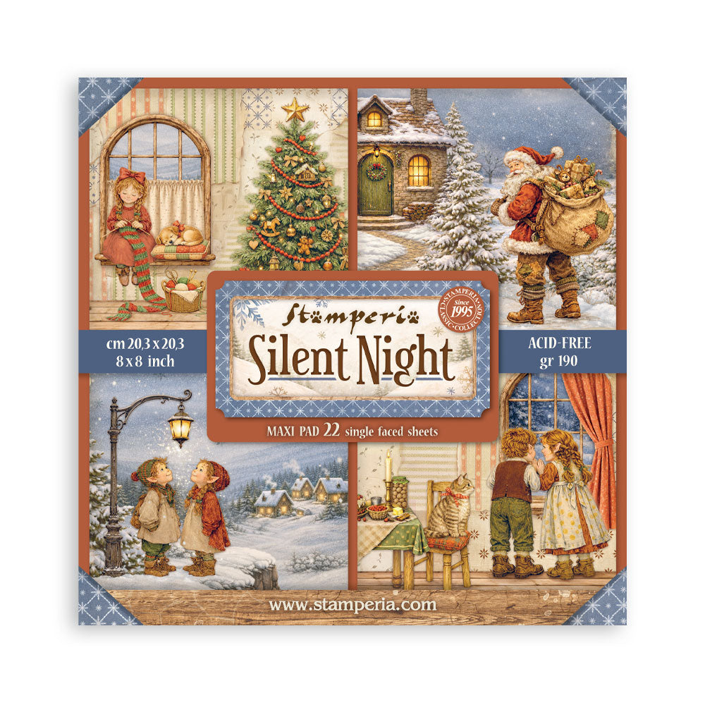 Scrapbooking Printed Pad For Art And Craft 22 Sheets cm 20.3x20.3 (8"x8") Single Face Silent Night
