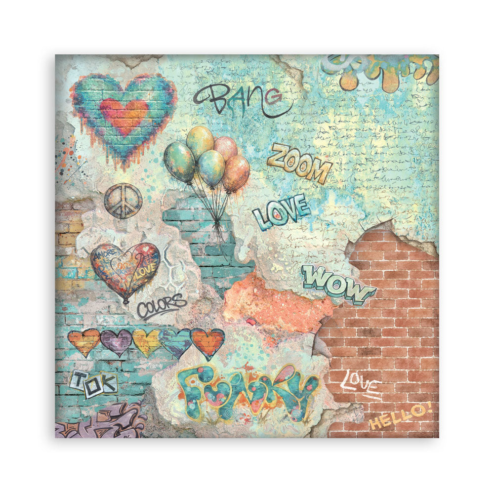 8”x8” (20.3x20.3 cm) Paper Pad 22 Single Sided Printed Paper Sheets - Furry Friends 2