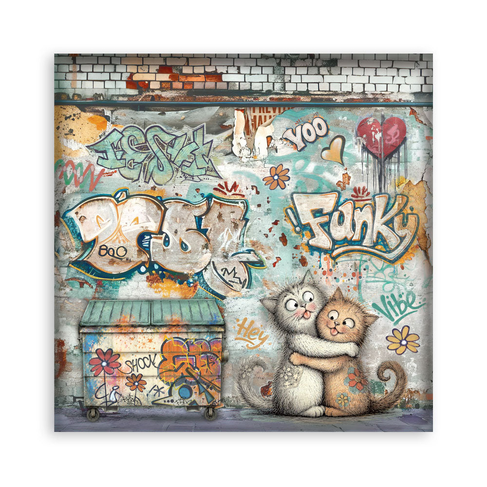 8”x8” (20.3x20.3 cm) Paper Pad 22 Single Sided Printed Paper Sheets - Furry Friends 2