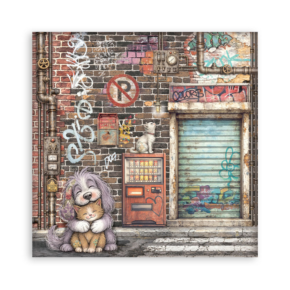 8”x8” (20.3x20.3 cm) Paper Pad 22 Single Sided Printed Paper Sheets - Furry Friends 2