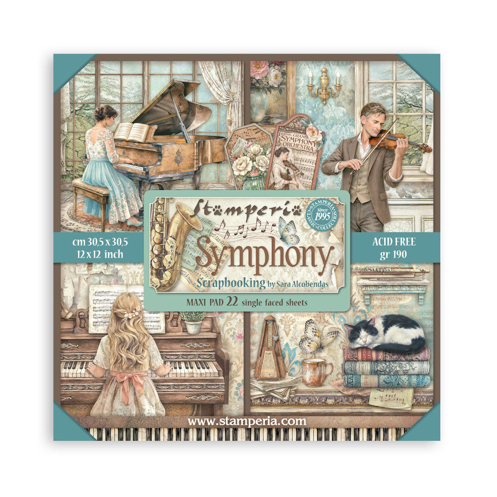 Scrapbooking Printed Pad For Art And Craft 22 Sheets cm 30.5x30.5 (12"x12") Single Face - Symphony