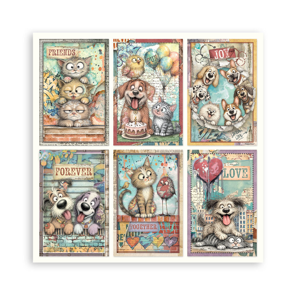12”x12” (30.5x30.5 cm) Paper Pad 22 Single Sided Printed Paper Sheets - Furry Friends 2