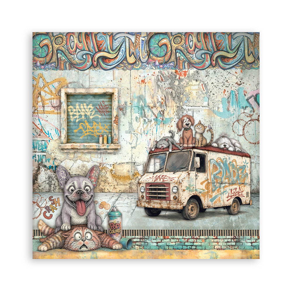 12”x12” (30.5x30.5 cm) Paper Pad 22 Single Sided Printed Paper Sheets - Furry Friends 2