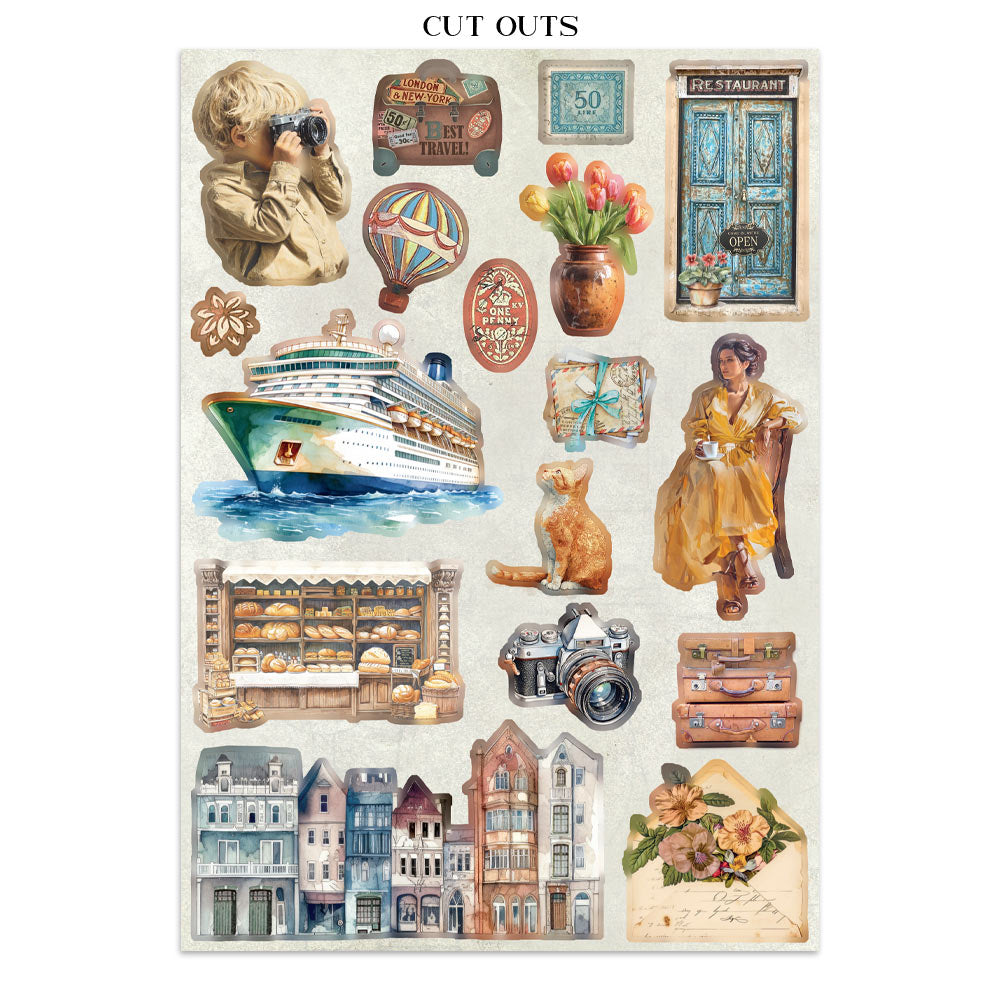 Printed Art Junk Journal: Stickers, Cut-Outs, Backgrounds For Art And Craft - Art Of Travelling