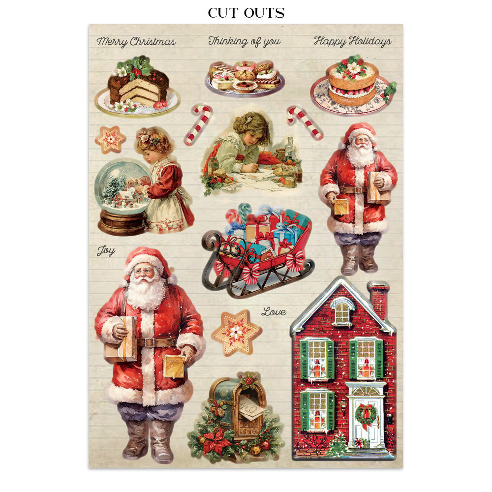Printed Art Junk Journal: Stickers, Cut-Outs, Backgrounds For Art And Craft - Classic Christmas
