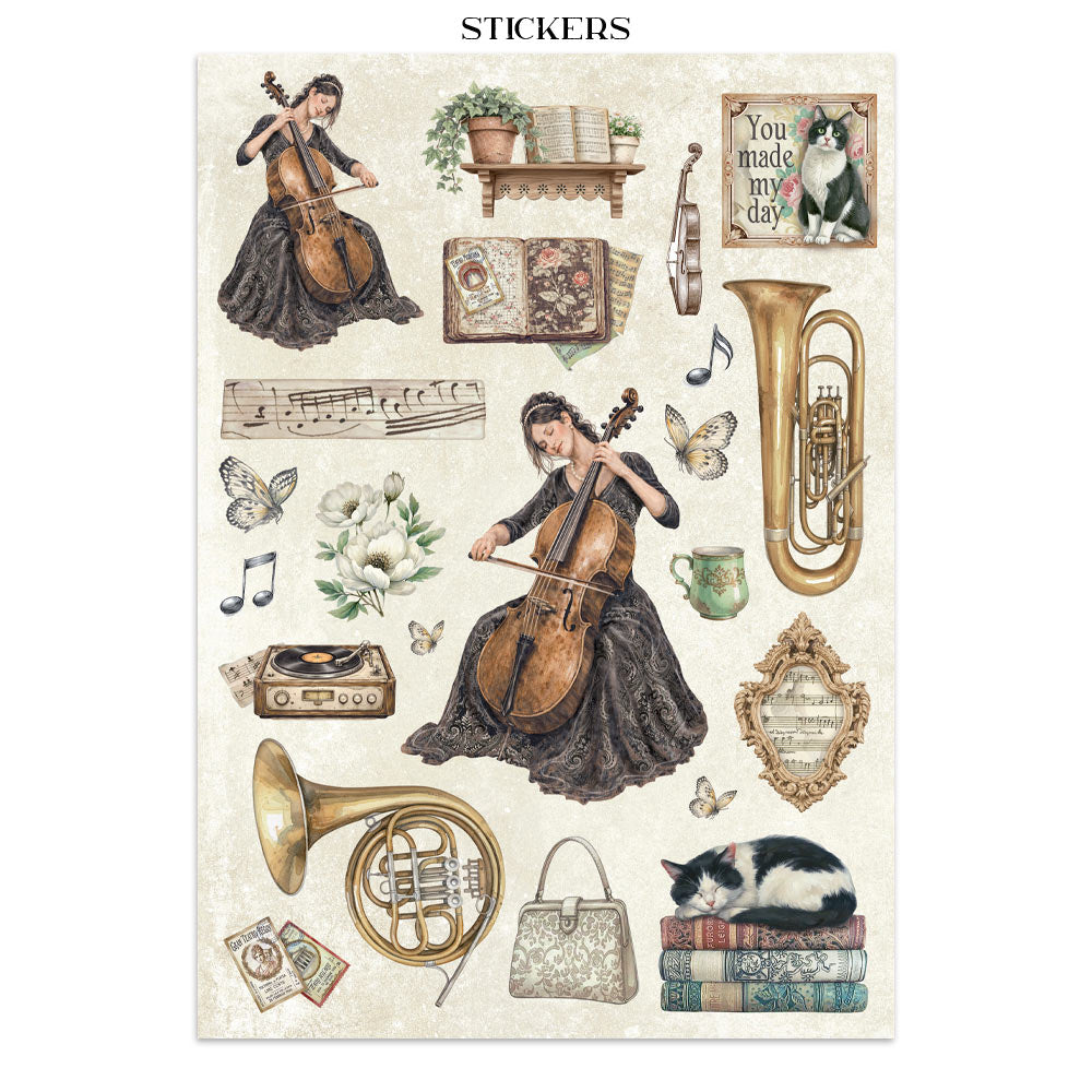Printed Art Junk Journal: Stickers, Cut-Outs, Backgrounds For Art And Craft - Symphony