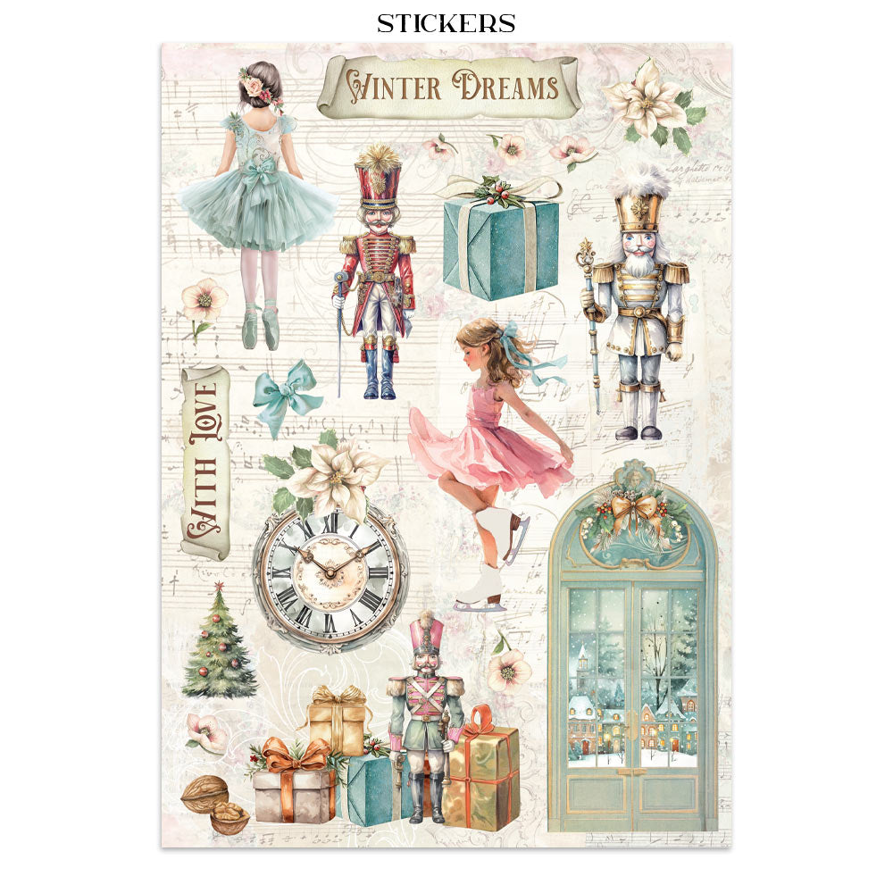 Printed Art Junk Journal: Stickers, Cut-Outs, Backgrounds For Art And Craft - Winter Magic