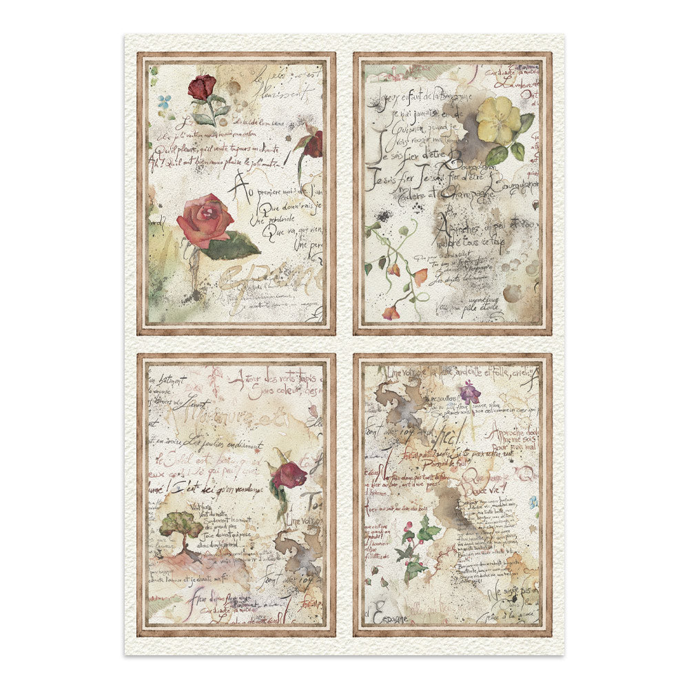 Printed Art Junk Journal: Stickers, Cut-Outs, Backgrounds For Art And Craft - Flowers And Poems