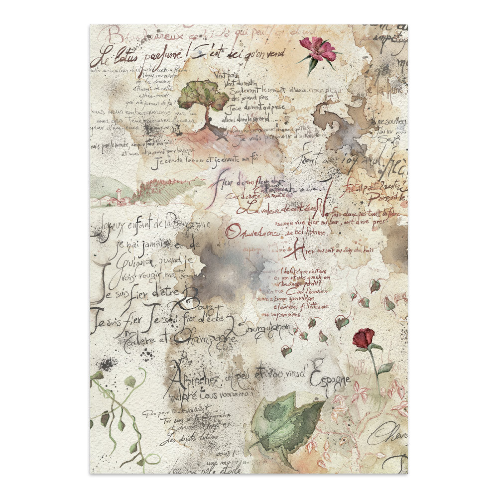Printed Art Junk Journal: Stickers, Cut-Outs, Backgrounds For Art And Craft - Flowers And Poems
