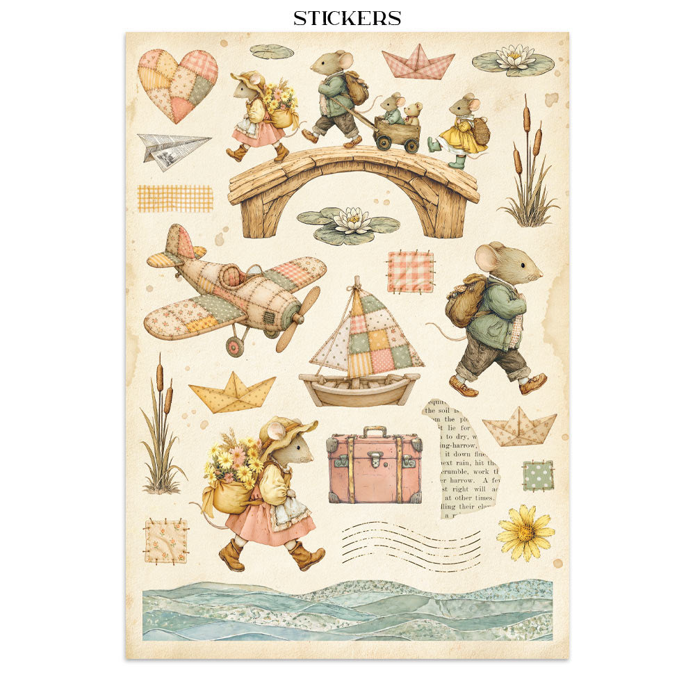 Printed Art Junk Journal: Sticker, Cut-Outs, Backgrounds For Art And Craft - Cozy Family