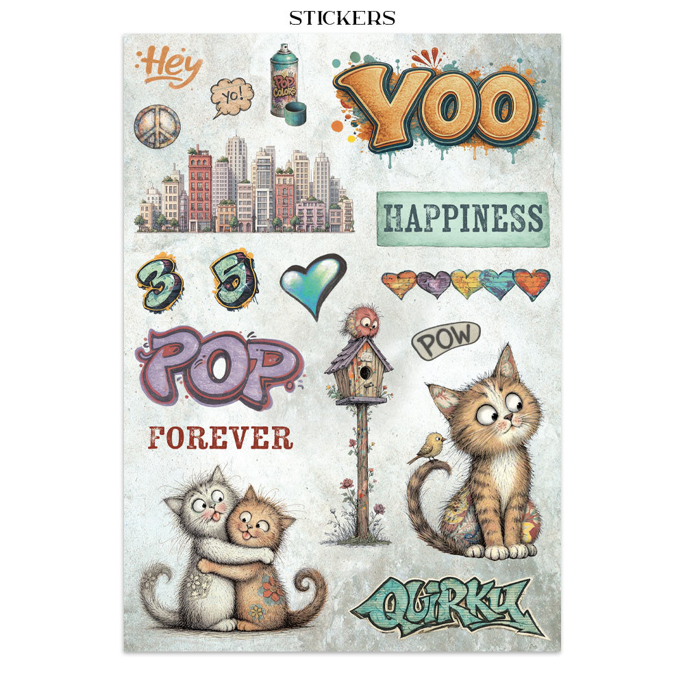 Printed Art Junk Journal: Stickers, Cut-Outs, Backgrounds For Art And Craft - Furry Friends 2
