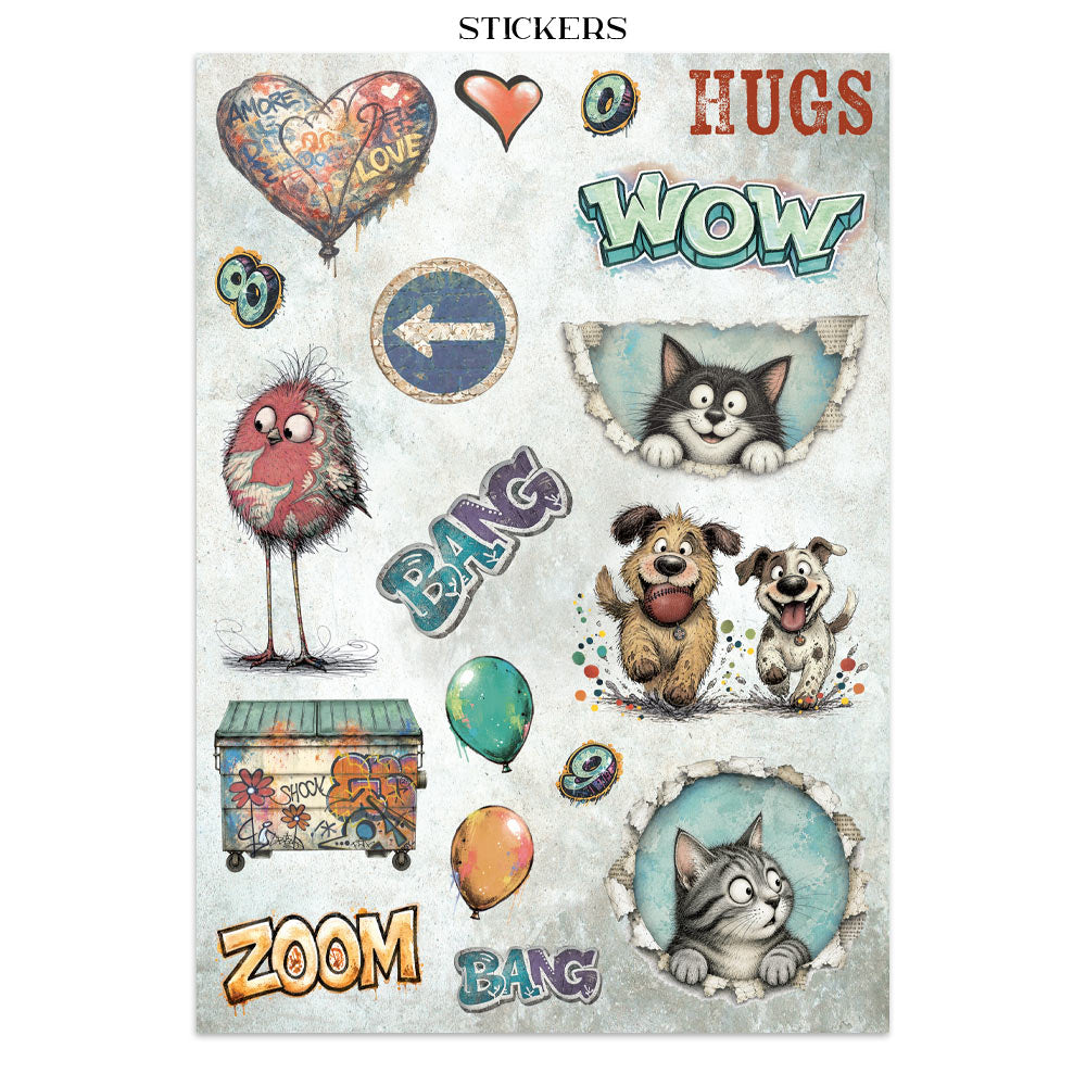 Printed Art Junk Journal: Stickers, Cut-Outs, Backgrounds For Art And Craft - Furry Friends 2