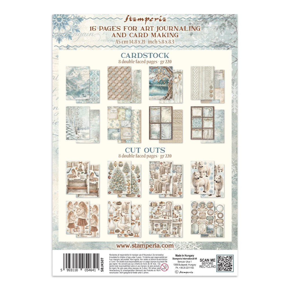 Printed Art Junk Journal Focus Points For Art And Craft A5 - White Christmas