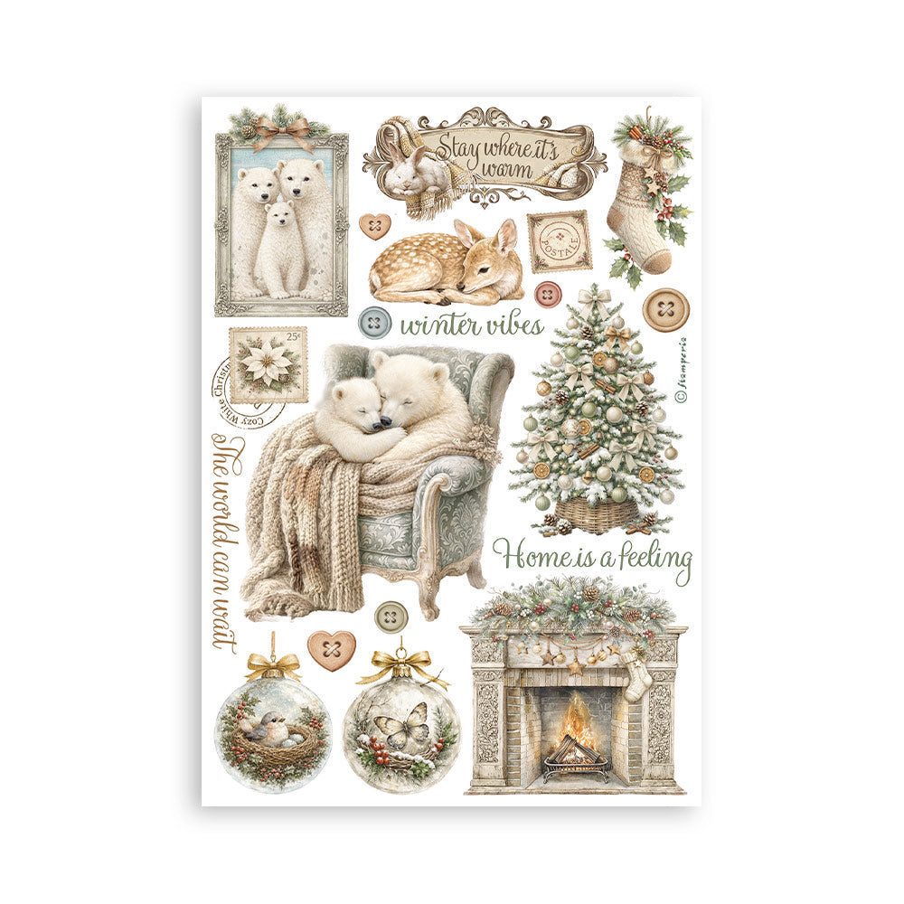 Printed Washi Pad For Art And Craft A5 8 Sheets - White Christmas