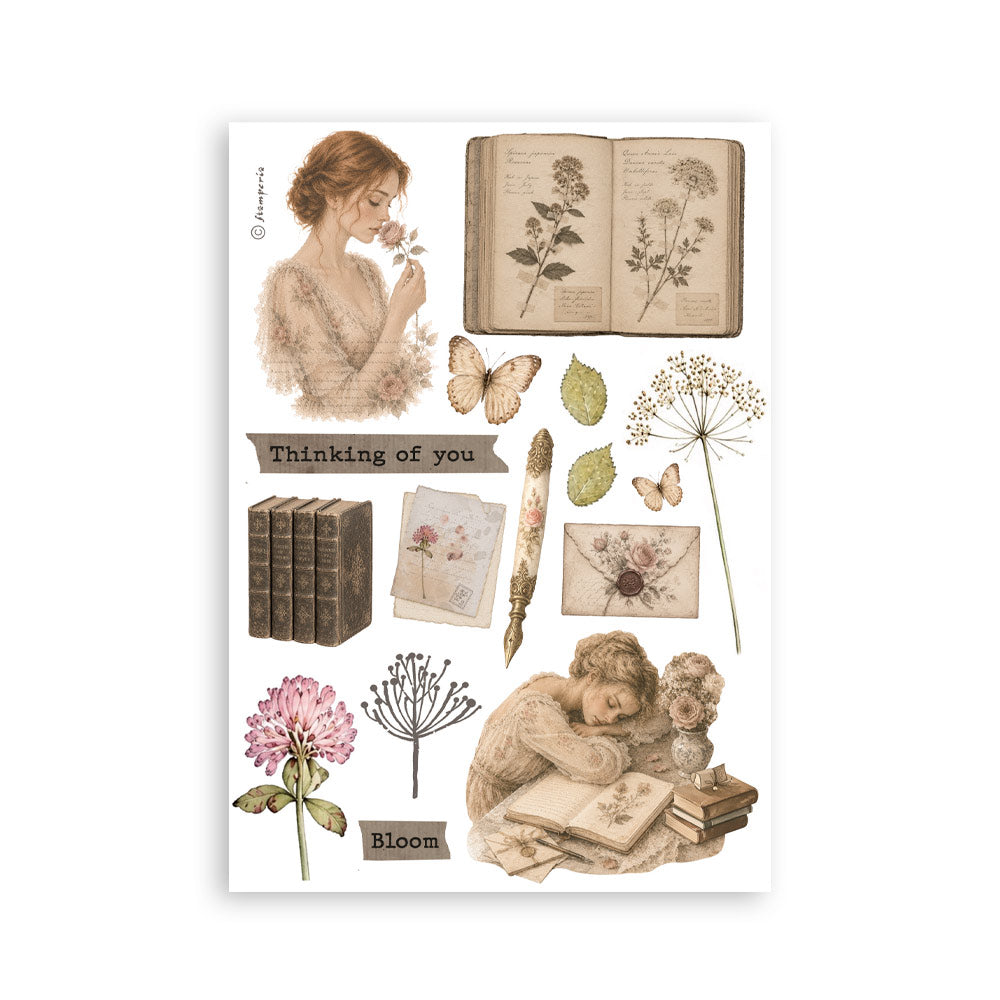 Printed Washi Pad For Art And Craft A5 8 Sheets - Flowers And Poems