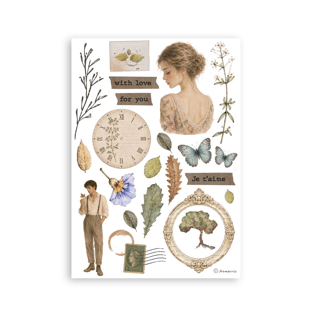 Printed Washi Pad For Art And Craft A5 8 Sheets - Flowers And Poems