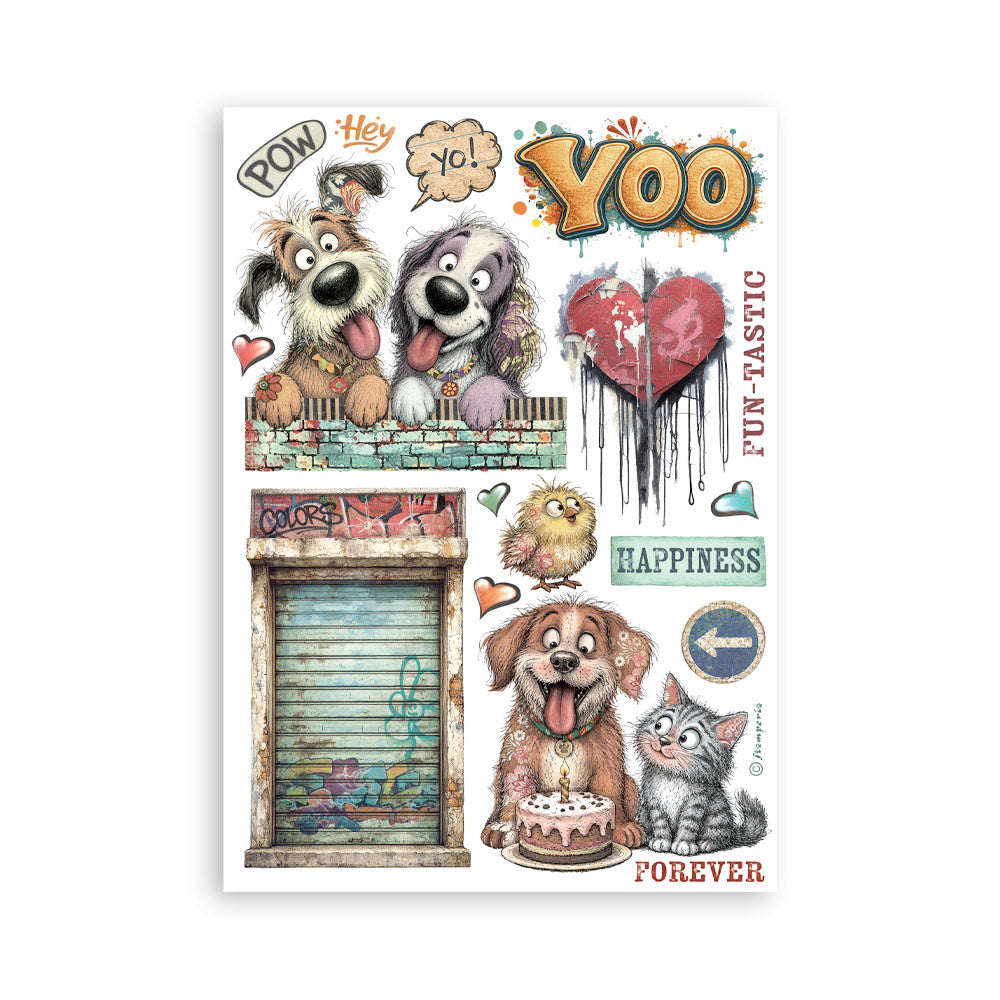 Printed Washi Pad For Art And Craft A5 8 Sheets - Furry Friends 2
