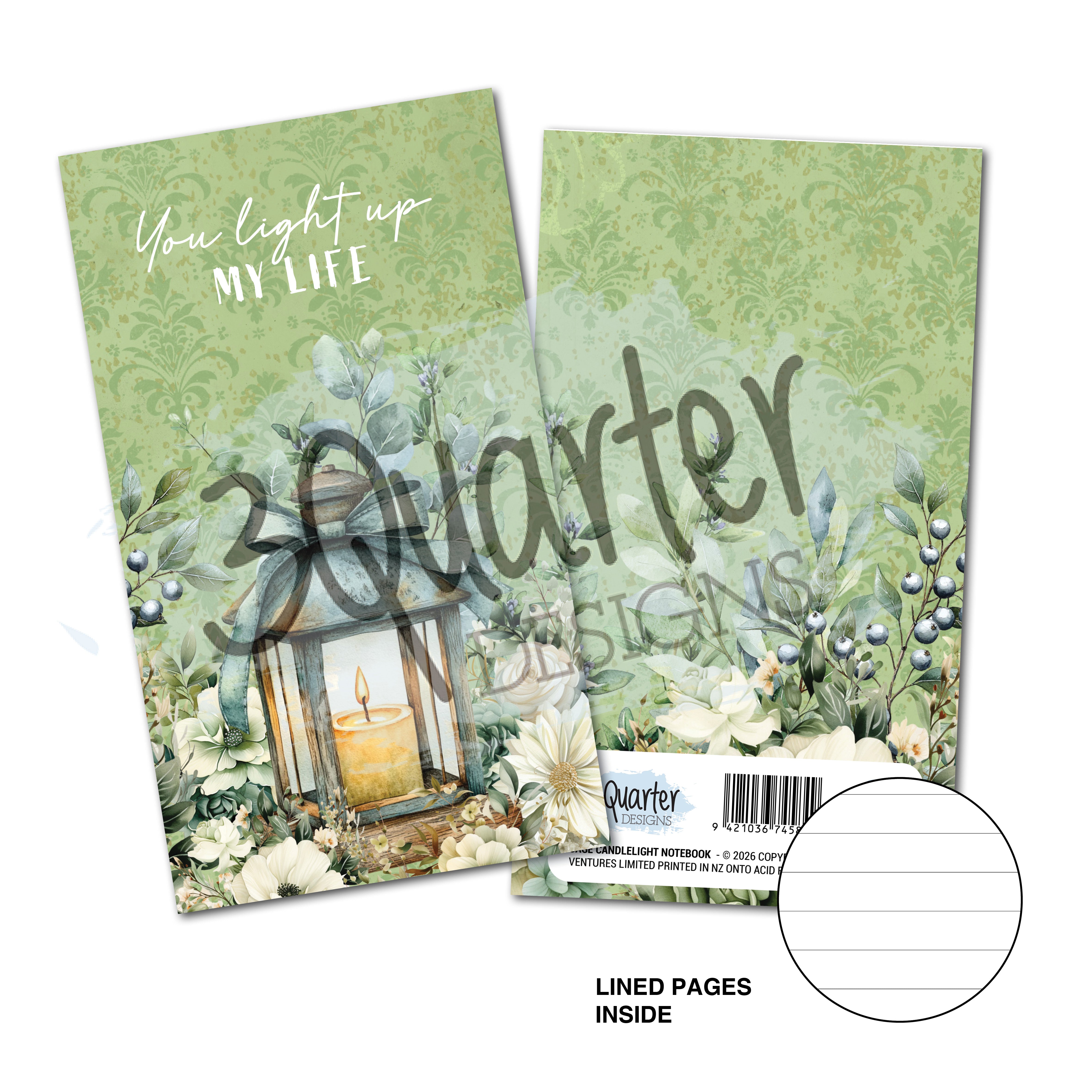 3Quarter Designs Sage Candle - Mini Notebook