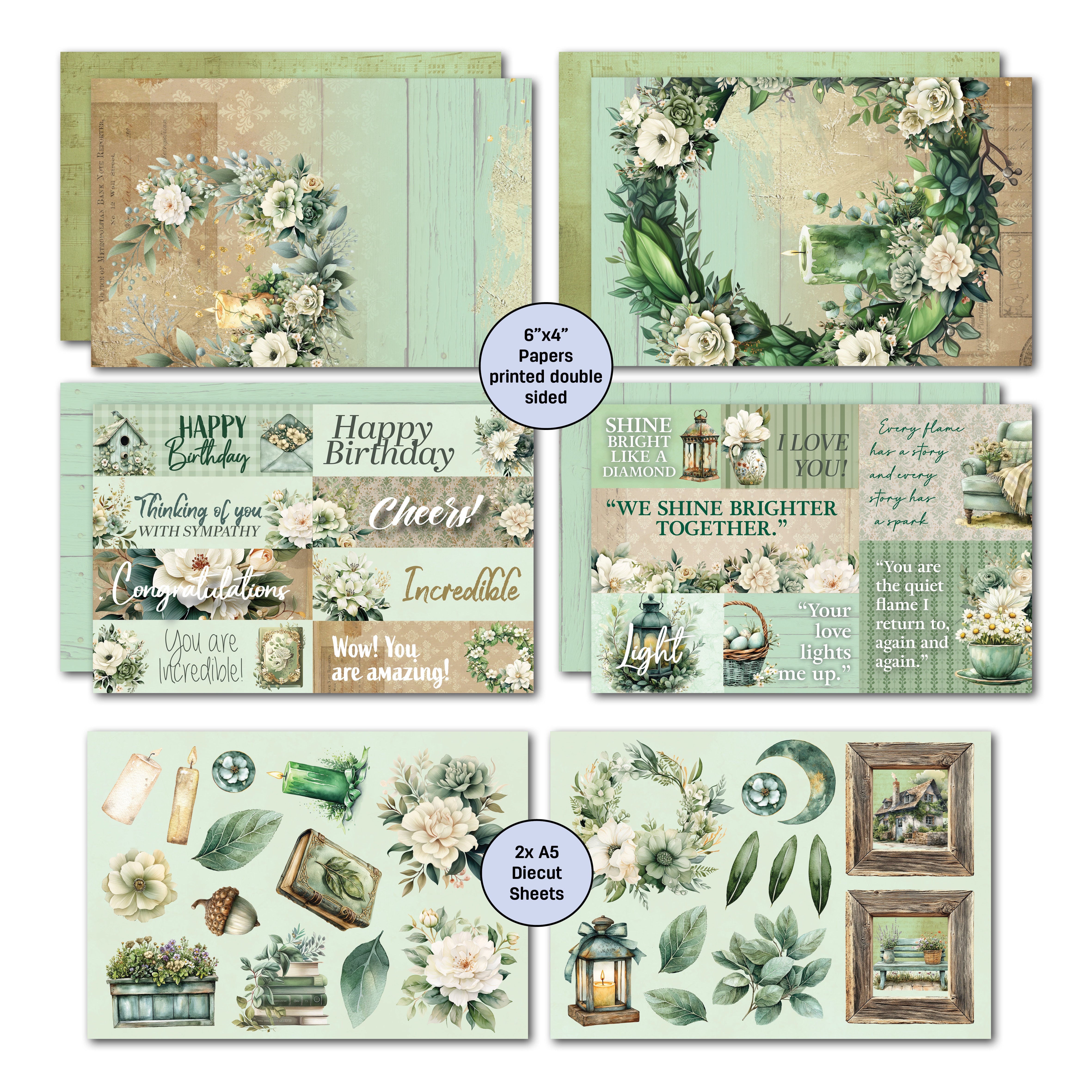 3Quarter Designs Sage Candle 6x4 Card Pack