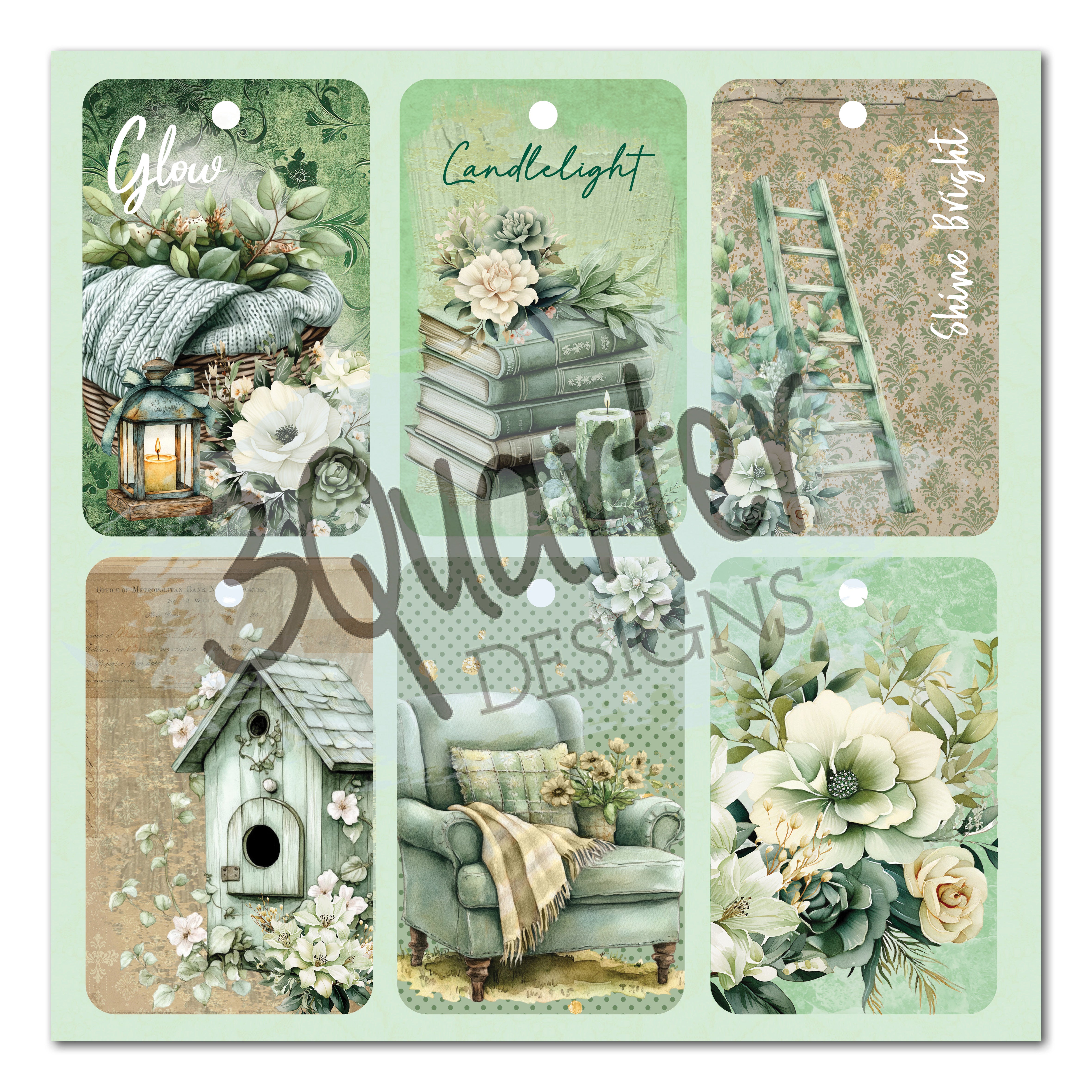3Quarter Designs Sage Candle 8x8 Paper Pack & DieCuts Set