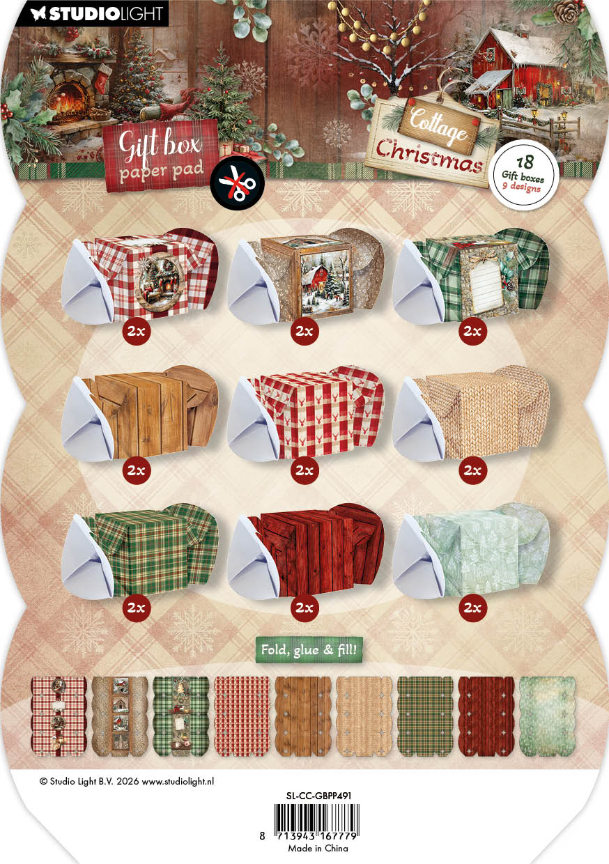 SL Giftbox Paper Pad Christmas Cracker Cottage Christmas 18 Sheets