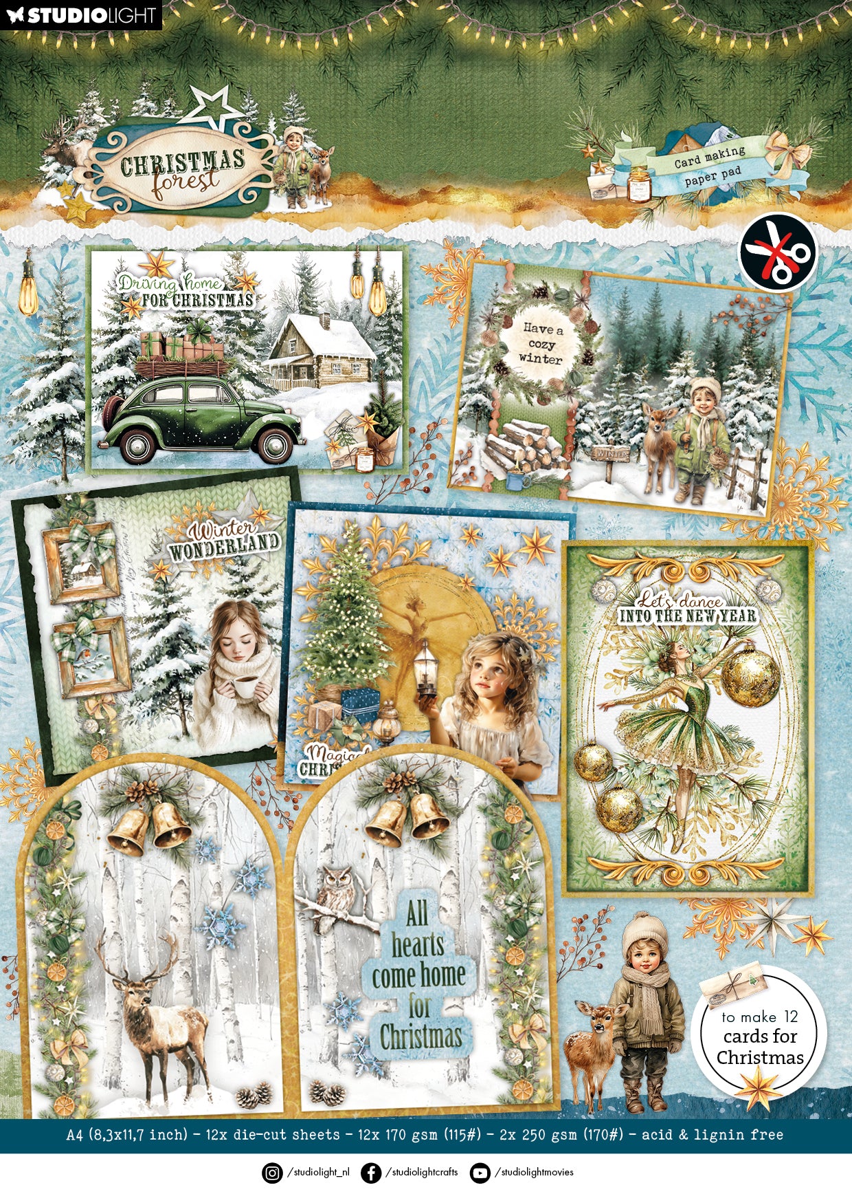 SL Card Making Pad Christmas Forest 14 Sheets
