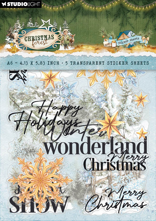 SL Transparent Stickers Elements & Texts Christmas Forest 5 Sheets