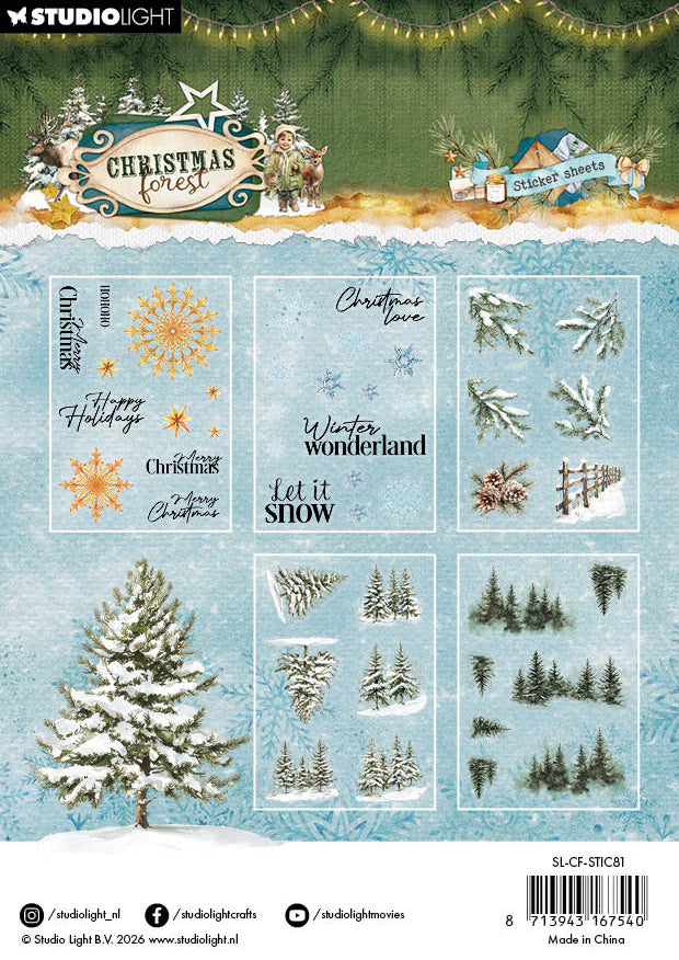 SL Transparent Stickers Elements & Texts Christmas Forest 5 Sheets