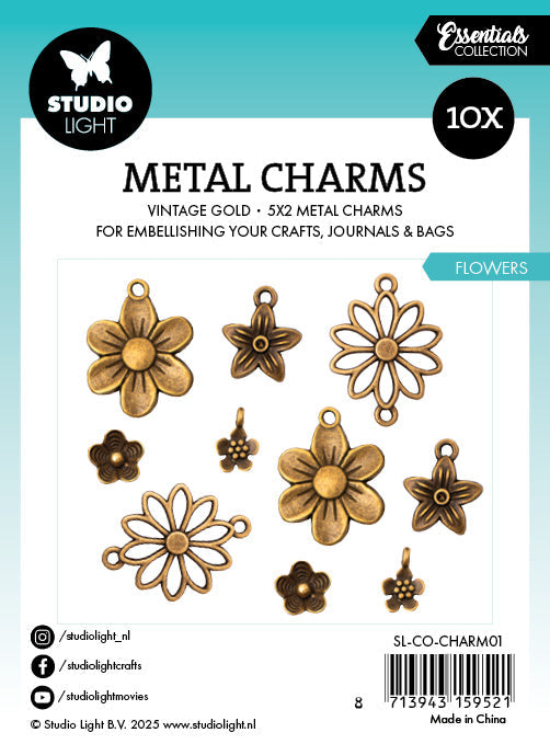 SL Metal Charms Flowers Consumables 10 PC