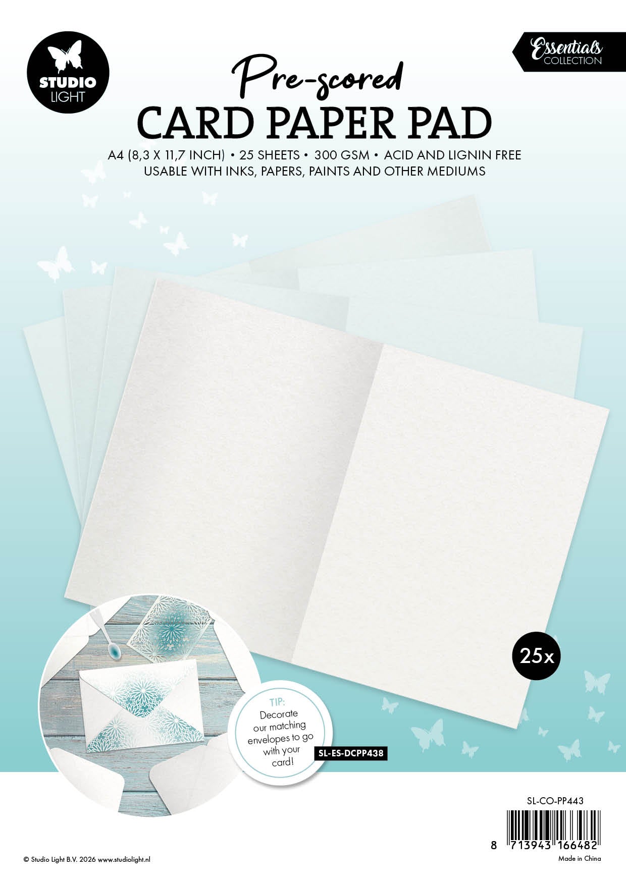 SL Card Paper Pad Pre-Scored White A5 Cards Essentials 25 Sheets