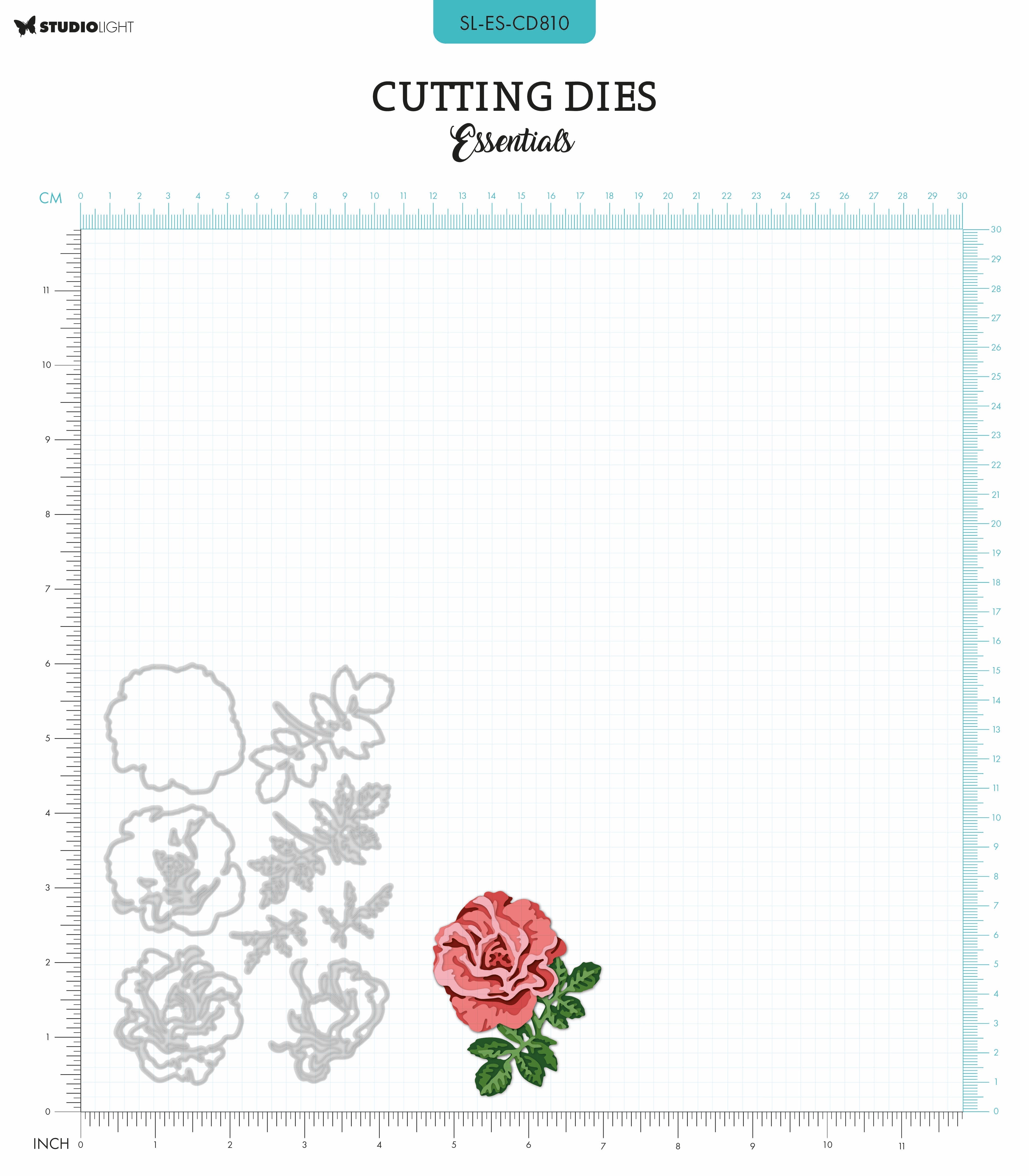 SL Cutting Dies Layered - Rose & Leaves Essentials 8 PC