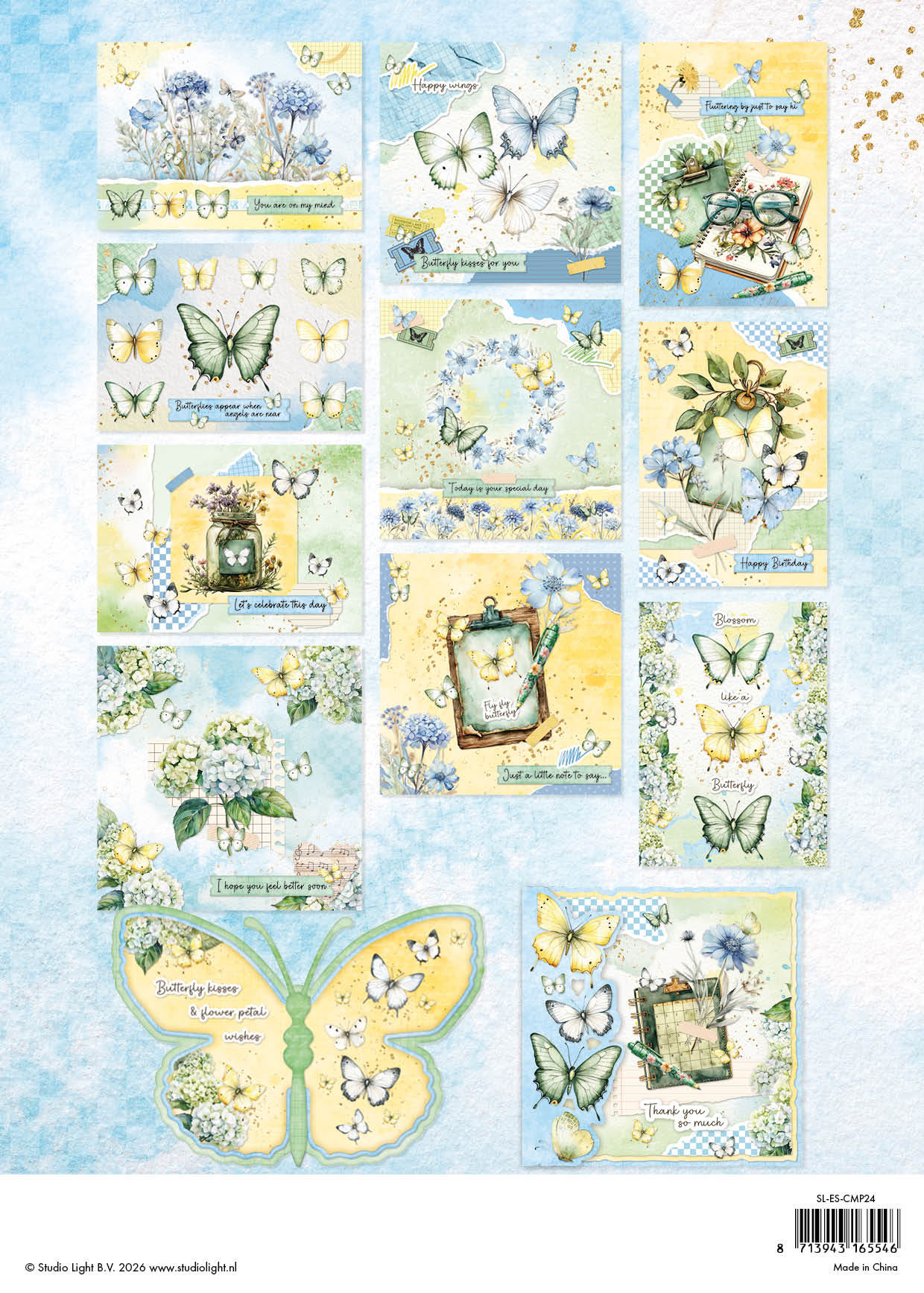 SL Card Making Pad Butterflies Essentials 14 Sheets